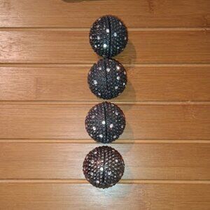 Set of 4 Vintage Metal Crystal Jewel Balls 1.25" round Open Slit / Hole UNKNOWN